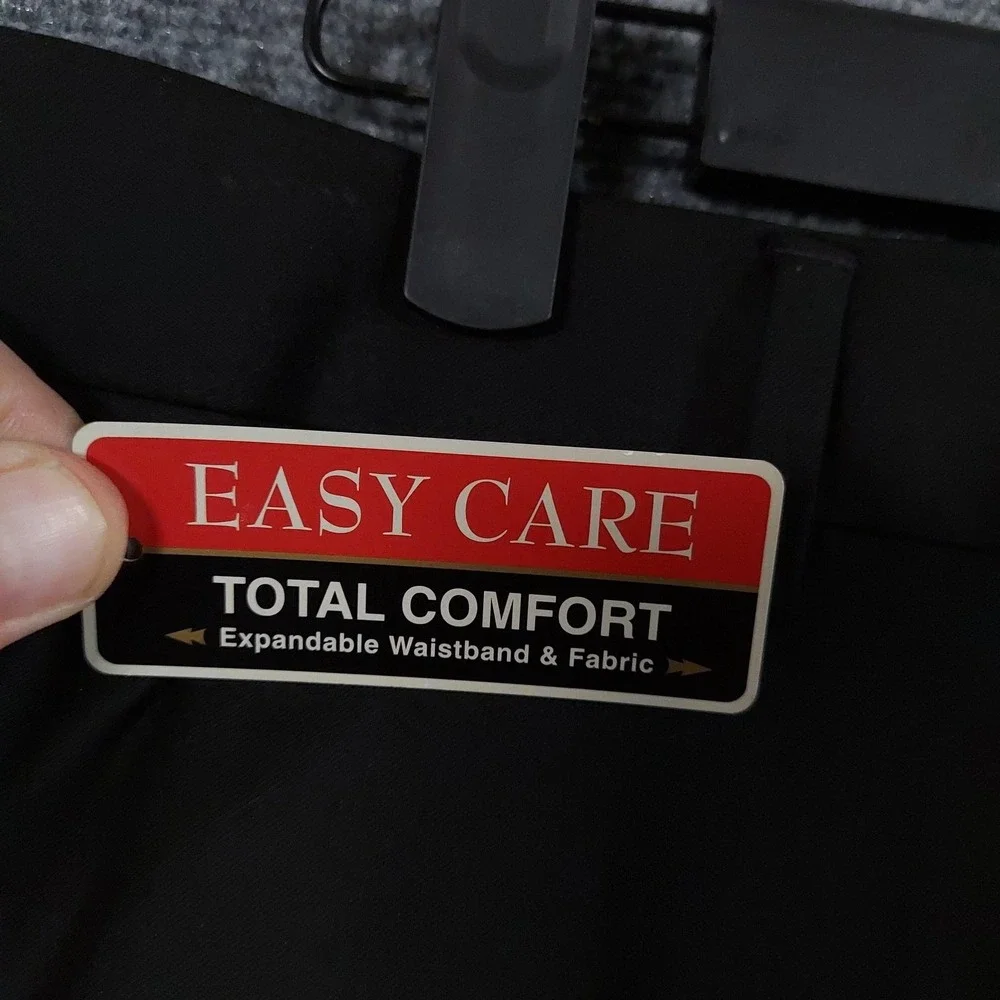 NEW Savane Pants Mens 34x30 Black Select Edition Dress Easy Care Comfort Stretch